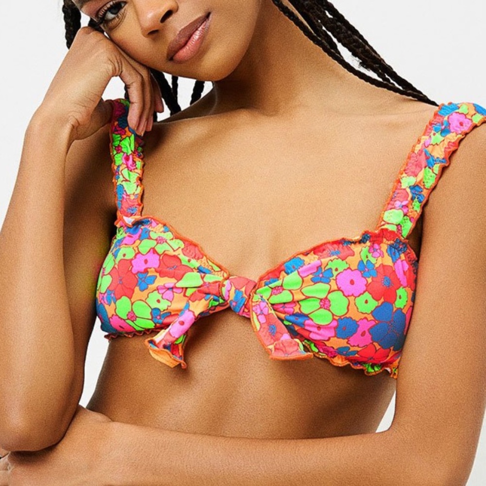 FRANKIES BIKINIS COLBY TOP XS GROOVY RUCHED